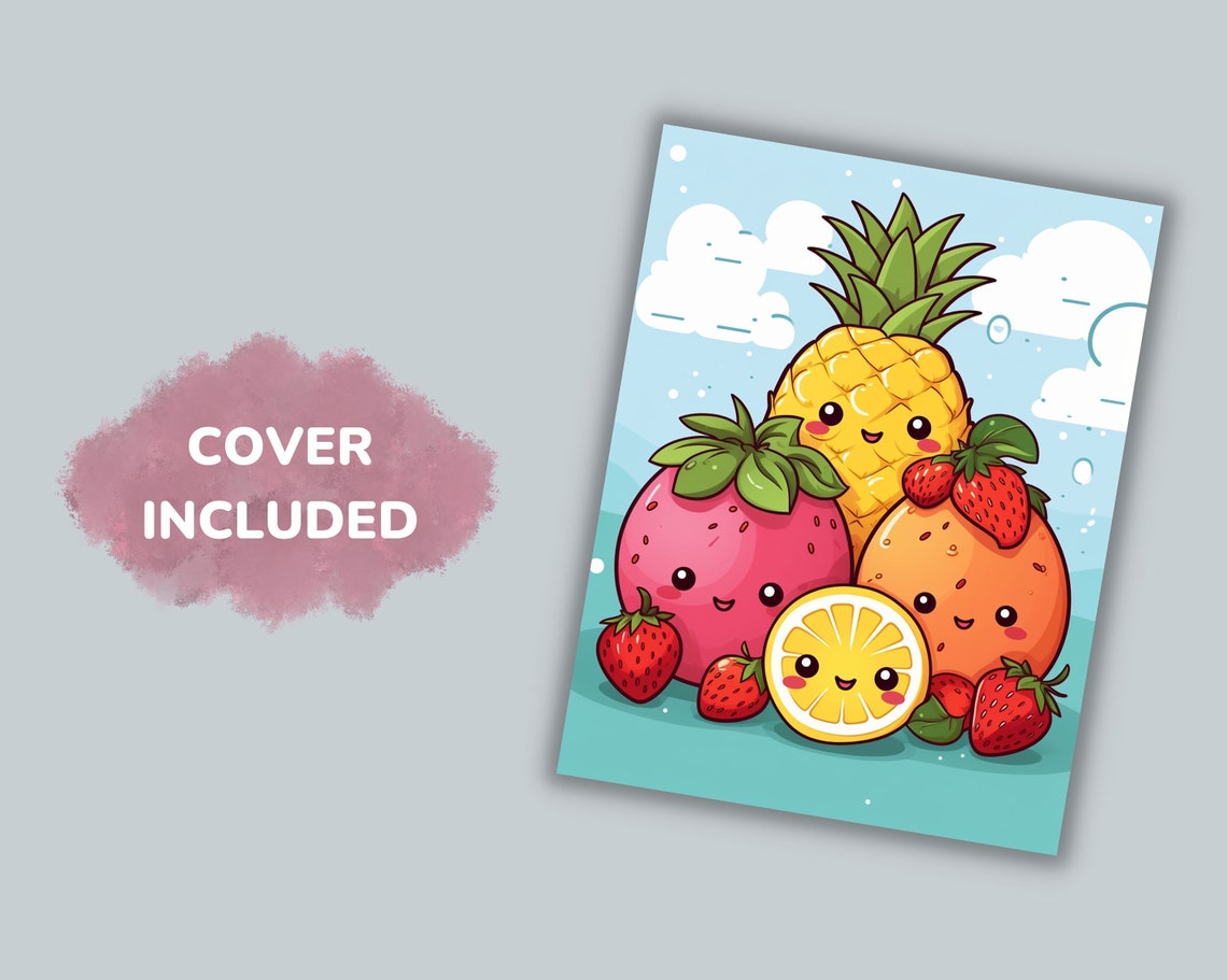 Kawaii Coloring Page Kawaii Coloring Book Kawaii Food - Etsy