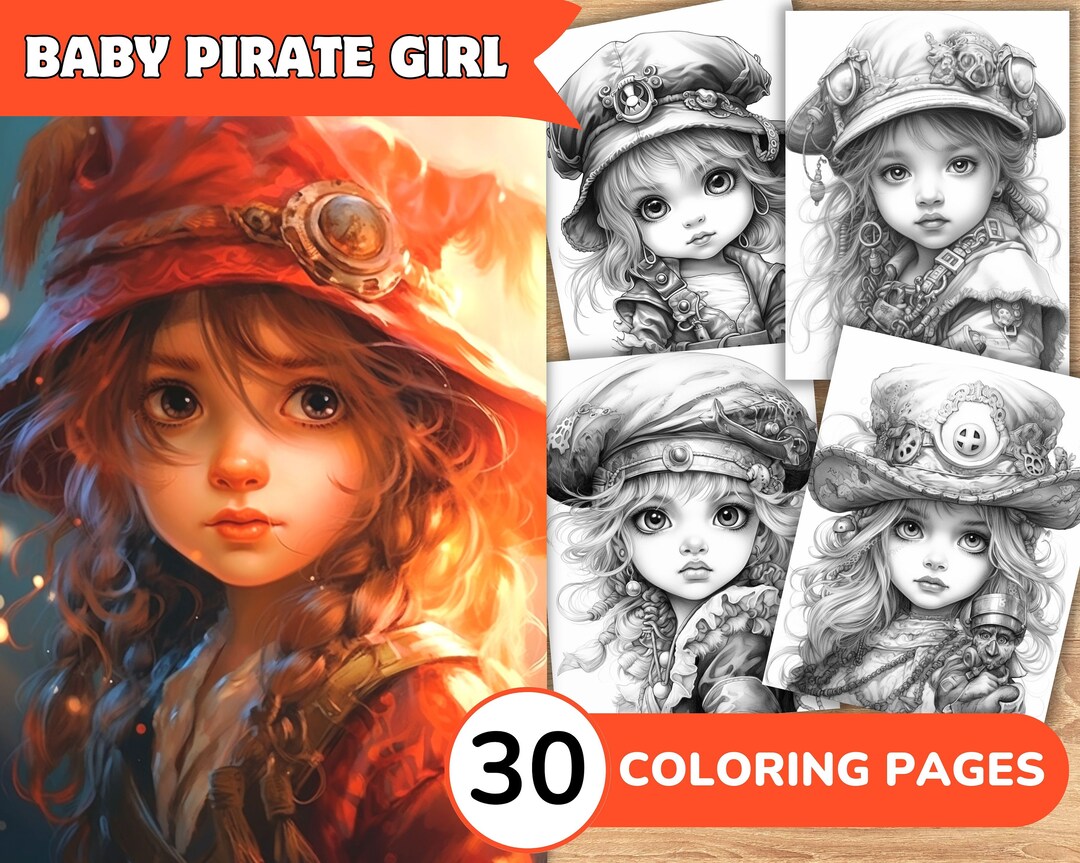 Pirate Girl Coloring Pages Pirate Girl Coloring Book Pirate Etsy