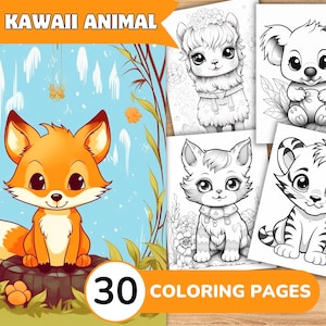 Kawaii Coloring Pages, Kawaii Coloring Book, Kawaii Animal Coloring, Cute Animal Coloring, Cute Kawaii Coloring