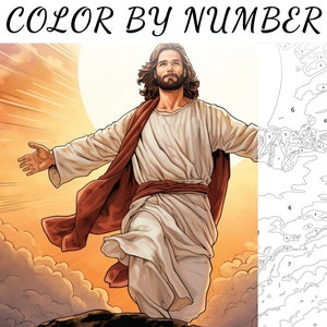 Color By Number, Paint By Number, Paint Number Adult, Coloring Numbered, Color By Number For Adults, Jesus Coloring