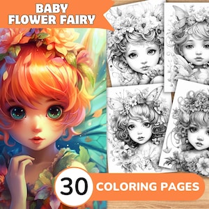 Flower Fairy Coloring Pages, Flower Fairy Coloring Book, Cute Fairy Coloring, Baby Fairy Coloring Book, Flower Coloring