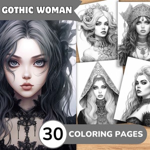 Gothic Woman Coloring Pages, Gothic Woman Coloring Book, Gothic Coloring, Woman Coloring Book, Woman Coloring Pages