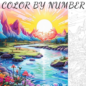 Color By Number, Paint By Number, Paint Number Adult, Coloring Numbered, Color By Number For Adults, Landscape Coloring