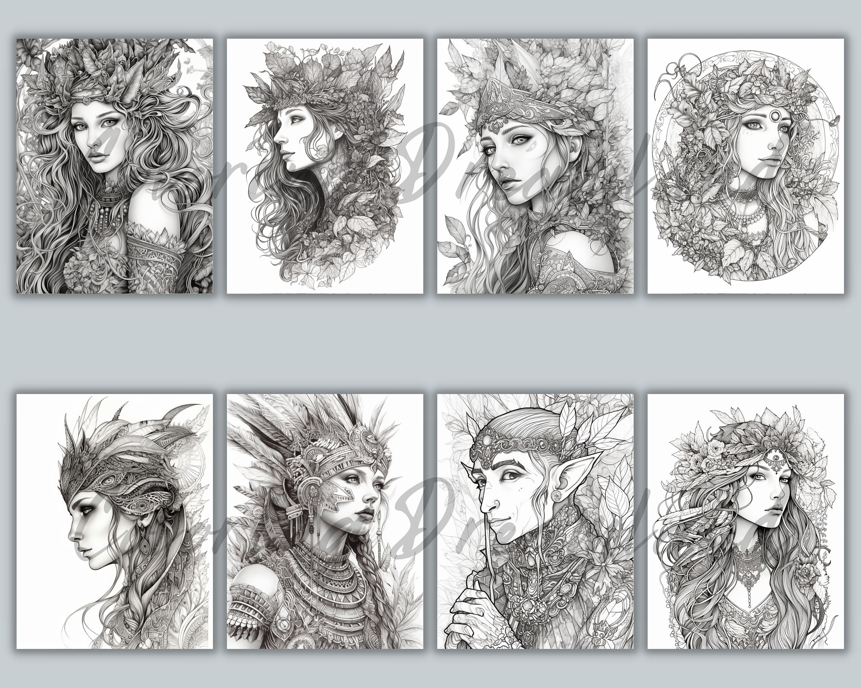 Fantasy Elf Coloring Pages Book Fantasy Elf Coloring Pages - Etsy