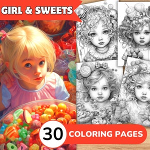 Girl Coloring Pages, Girl Coloring Book, Baby Grayscale Coloring, Sweet Coloring Book, Sweet Coloring Pages