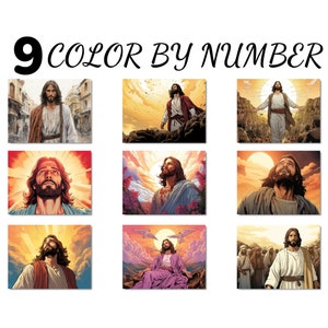 Color By Number, Paint By Number, Paint Number Adult, Coloring Numbered, Color By Number For Adults, Jesus Coloring