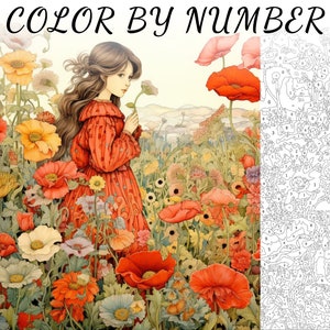 Color By Number, Paint By Number, Paint Number Adult, Coloring Numbered, Color By Number For Adults, Flower Coloring