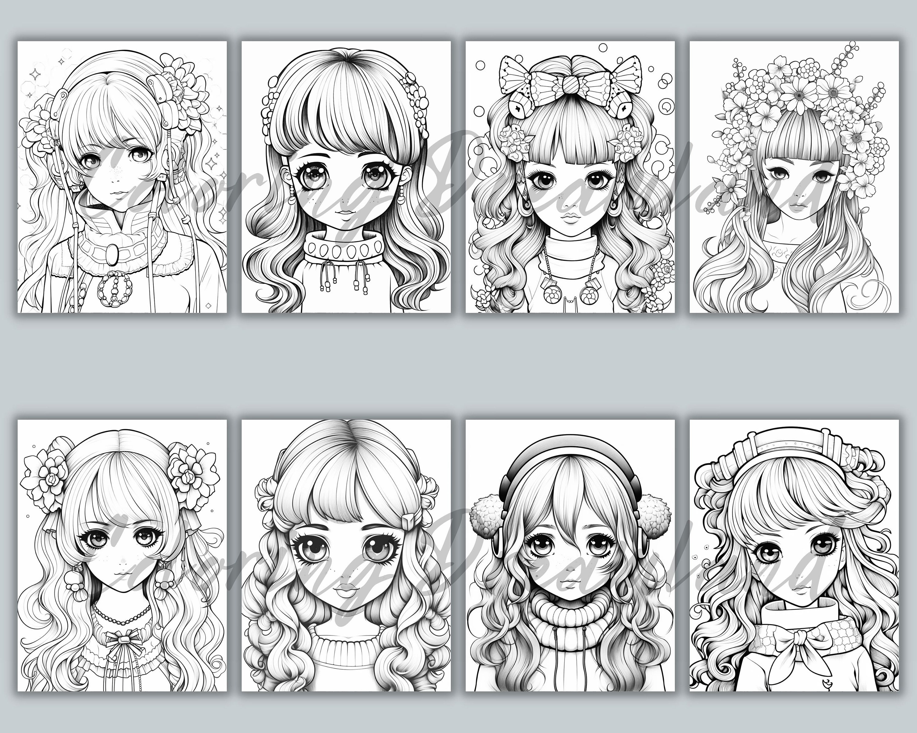 Kawaii Coloring Pages Kawaii Anime Coloring Kawaii Manga - Etsy