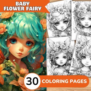 Flower Fairy Coloring Pages, Flower Fairy Coloring Book, Cute Fairy Coloring, Baby Fairy Coloring Book, Flower Coloring