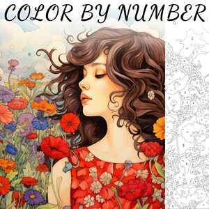 Color By Number, Paint By Number, Paint Number Adult, Coloring Numbered, Color By Number For Adults, Flower Coloring