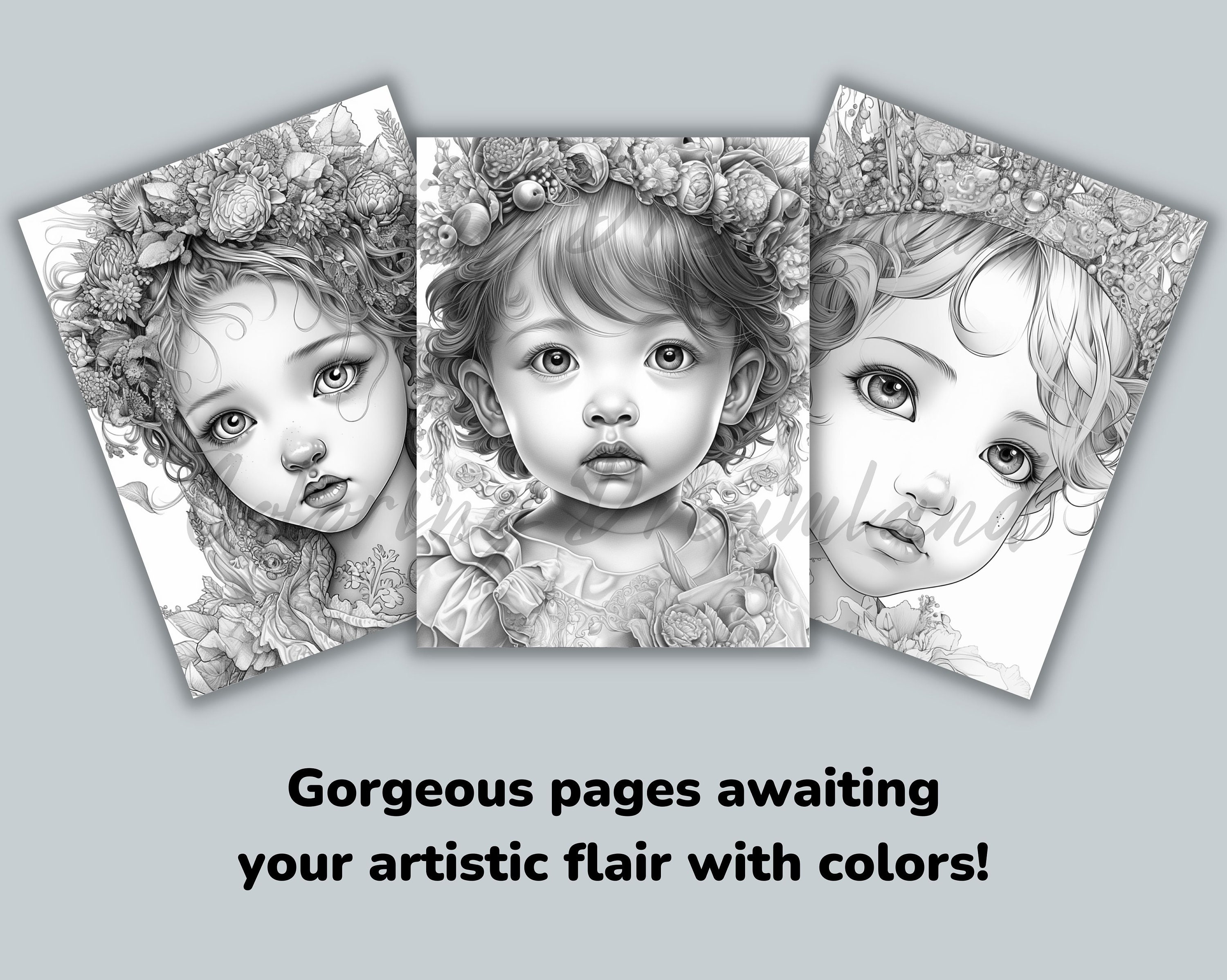 Princess Coloring Pages Book Cute Princess Grayscale Coloring - Etsy