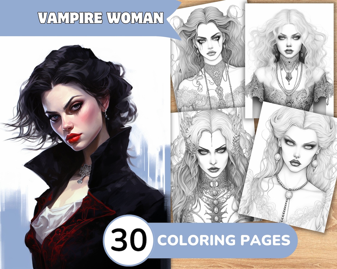 Vampire Coloring Pages, Vampire Coloring Book, Vampire Grayscale