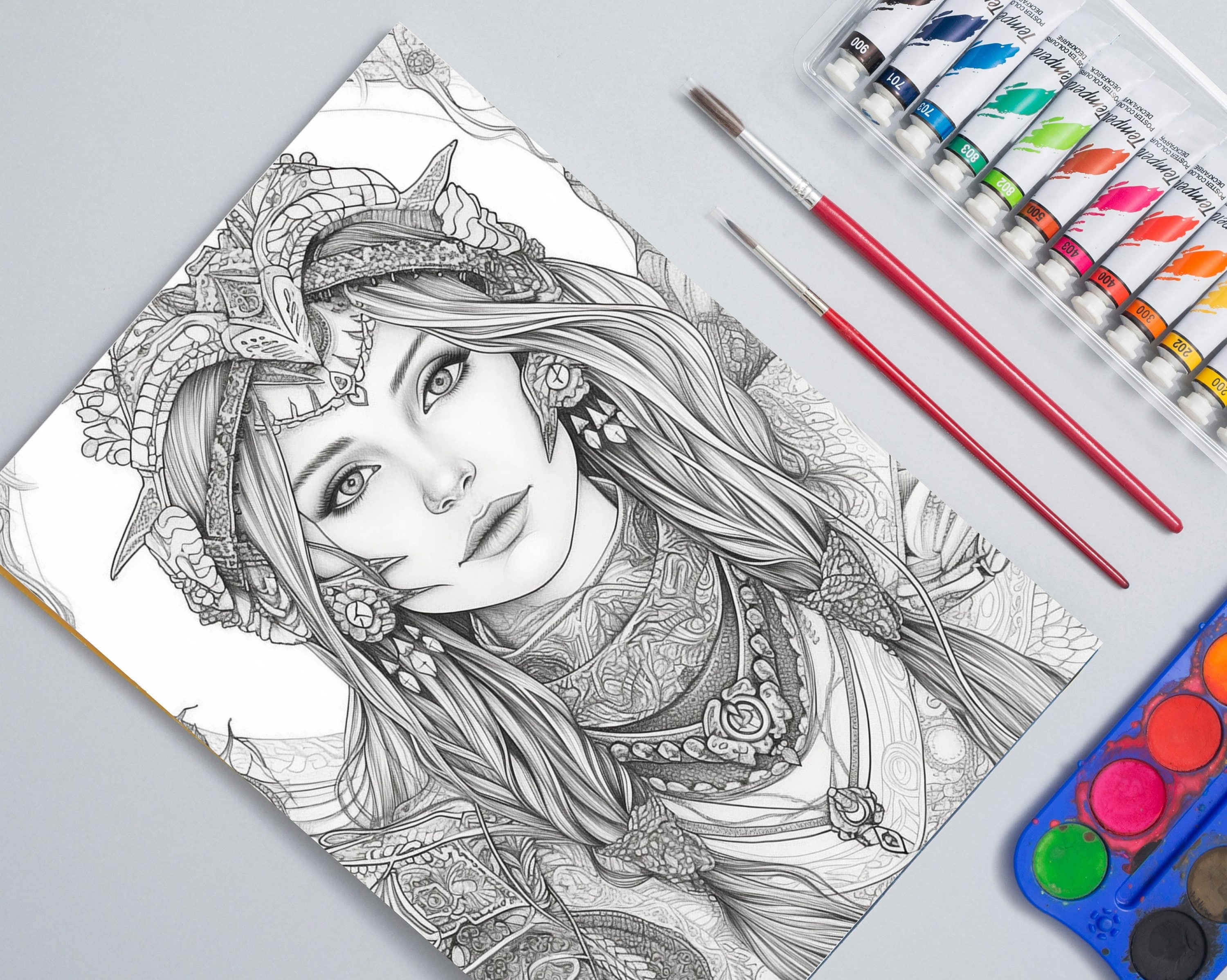 Fantasy Elf Coloring Pages Book Fantasy Elf Coloring Pages - Etsy