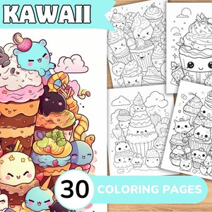 Kawaii Coloring Pages, Kawaii Coloring Book, Kawaii Coloring Template, Kawaii Digital Coloring, Printable Coloring Pages