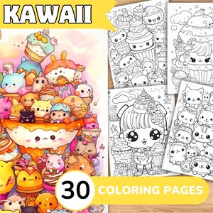 Kawaii Coloring Pages, Kawaii Coloring Book, Kawaii Coloring Template, Kawaii Digital Coloring, Printable Coloring Pages