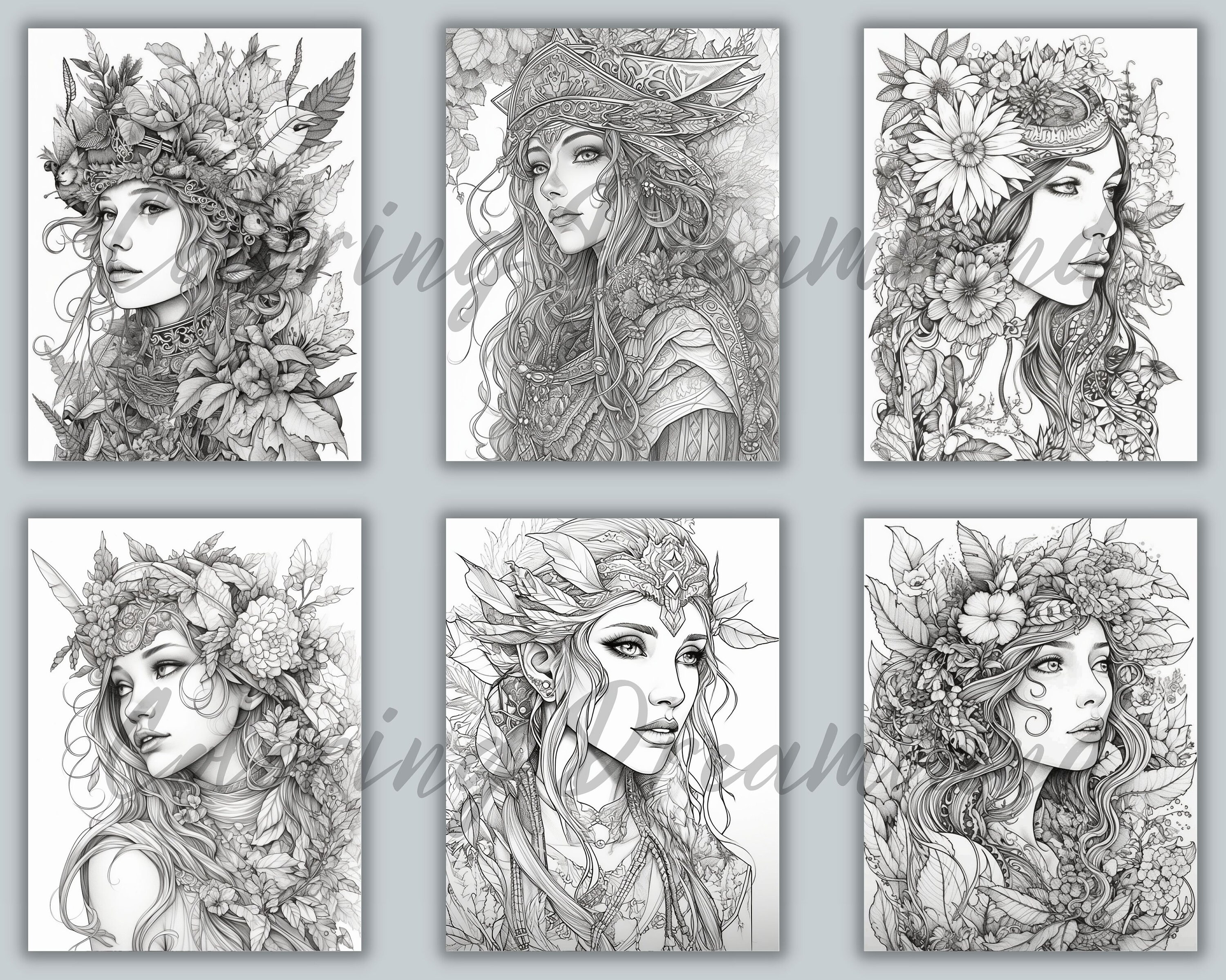 Fantasy Elf Coloring Pages Book Fantasy Elf Coloring Pages - Etsy