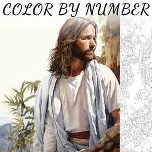 Color By Number, Paint By Number, Paint Number Adult, Coloring Numbered, Color By Number For Adults, Jesus Coloring