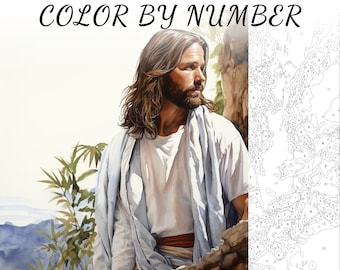 Color By Number, Paint By Number, Paint Number Adult, Coloring Numbered, Color By Number For Adults, Jesus Coloring