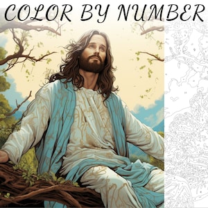 Color By Number, Paint By Number, Paint Number Adult, Coloring Numbered, Color By Number For Adults, Jesus Coloring