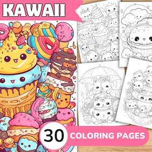 Kawaii Coloring Pages, Kawaii Coloring Book, Kawaii Coloring Template, Kawaii Digital Coloring, Printable Coloring Pages