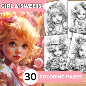 Girl Coloring Pages, Girl Coloring Book, Baby Grayscale Coloring, Sweet Coloring Book, Sweet Coloring Pages
