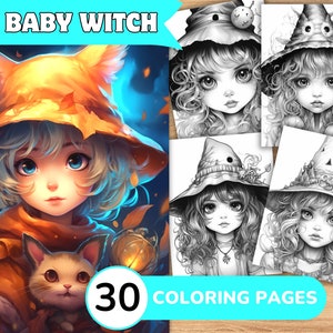 Witch Coloring Pages, Witch Coloring Book, Witch Grayscale Coloring, Girl Coloring Book, Girl Grayscale Coloring