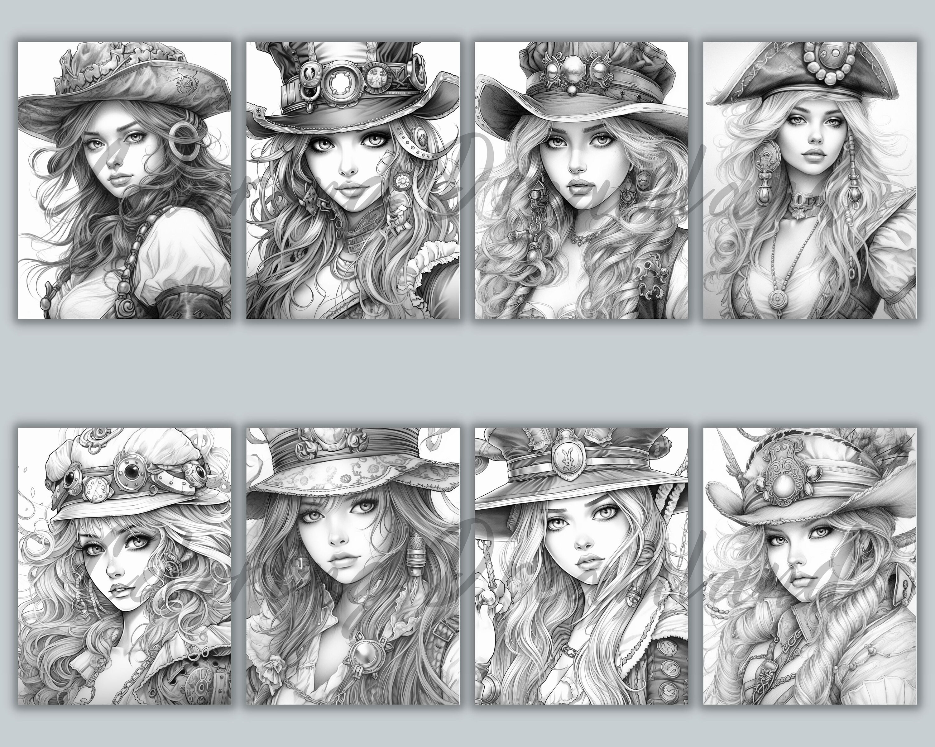 Pirate Girl Coloring Pages Pirate Girl Coloring Book Pirate Etsy