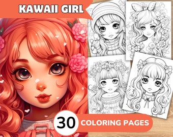Kawaii Coloring Pages, Kawaii Anime Coloring, Kawaii Manga Coloring, Kawaii Girl Coloring, Cute Girl Coloring Book