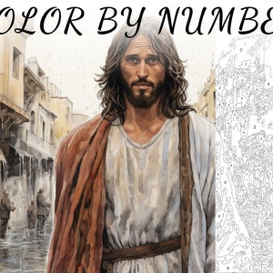 Color By Number, Paint By Number, Paint Number Adult, Coloring Numbered, Color By Number For Adults, Jesus Coloring