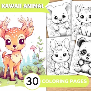 Kawaii Coloring Pages, Kawaii Coloring Book, Kawaii Animal Coloring, Cute Animal Coloring, Cute Kawaii Coloring