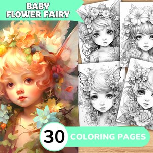 Flower Fairy Coloring Pages, Flower Fairy Coloring Book, Cute Fairy Coloring, Baby Fairy Coloring Book, Flower Coloring