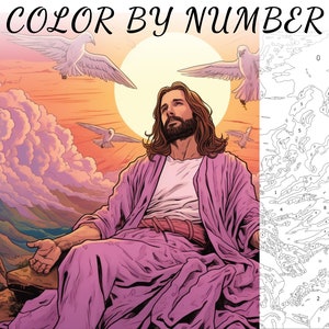 Color By Number, Paint By Number, Paint Number Adult, Coloring Numbered, Color By Number For Adults, Jesus Coloring
