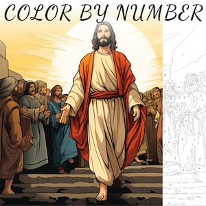 Color By Number, Paint By Number, Paint Number Adult, Coloring Numbered, Color By Number For Adults, Jesus Coloring