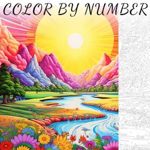 Color By Number, Paint By Number, Paint Number Adult, Coloring Numbered, Color By Number For Adults, Landscape Coloring
