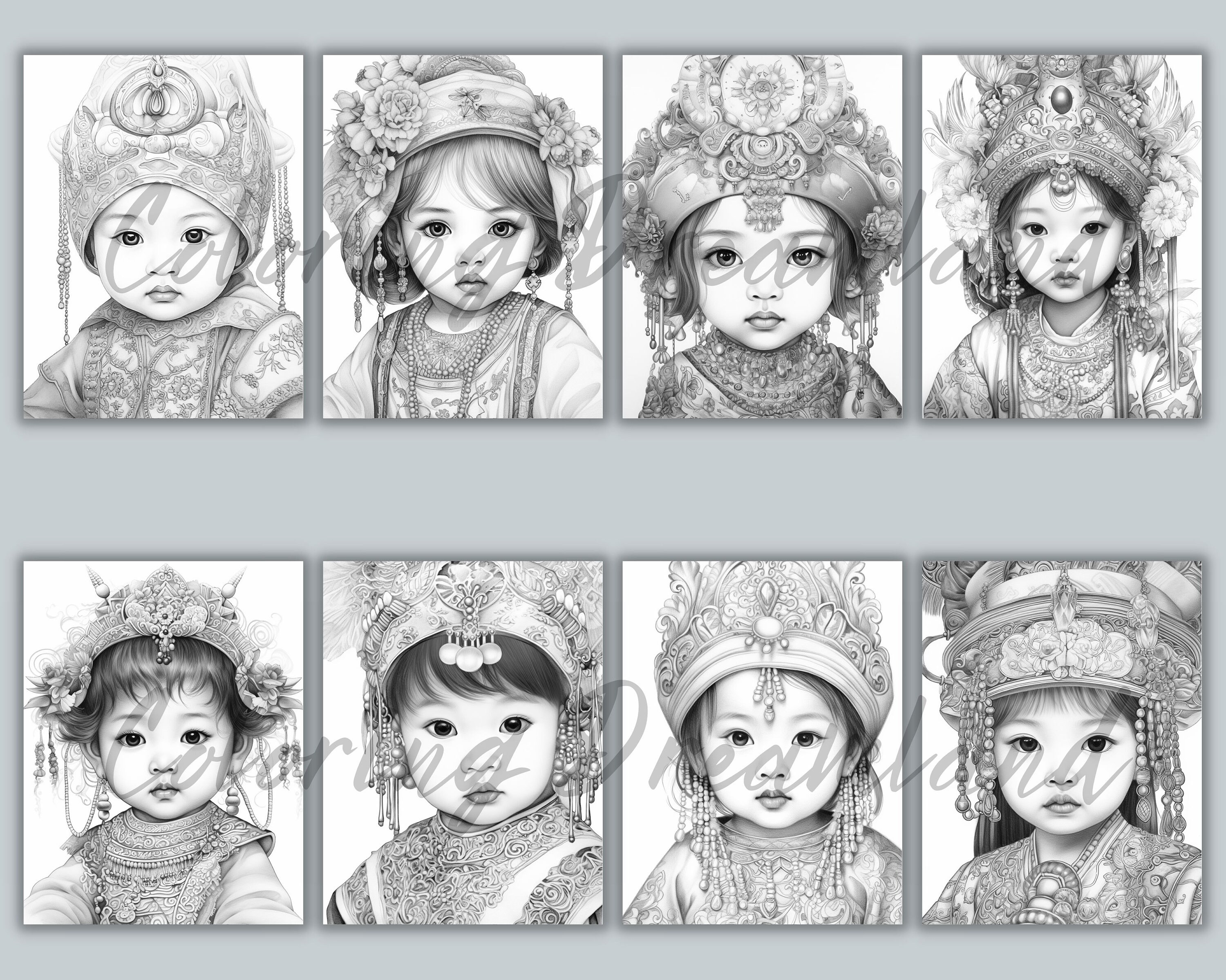 Asian Coloring Pages, Asian Coloring, Girl Coloring Book, Girl ...