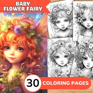 Flower Fairy Coloring Pages, Flower Fairy Coloring Book, Cute Fairy Coloring, Baby Fairy Coloring Book, Flower Coloring