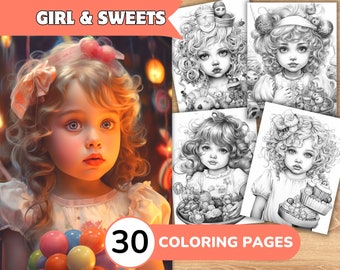 Girl Coloring Pages, Girl Coloring Book, Baby Grayscale Coloring, Sweet Coloring Book, Sweet Coloring Pages