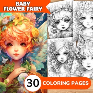 Flower Fairy Coloring Pages, Flower Fairy Coloring Book, Cute Fairy Coloring, Baby Fairy Coloring Book, Flower Coloring