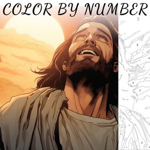 Color By Number, Paint By Number, Paint Number Adult, Coloring Numbered, Color By Number For Adults, Jesus Coloring