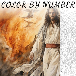 Color By Number, Paint By Number, Paint Number Adult, Coloring Numbered, Color By Number For Adults, Jesus Coloring