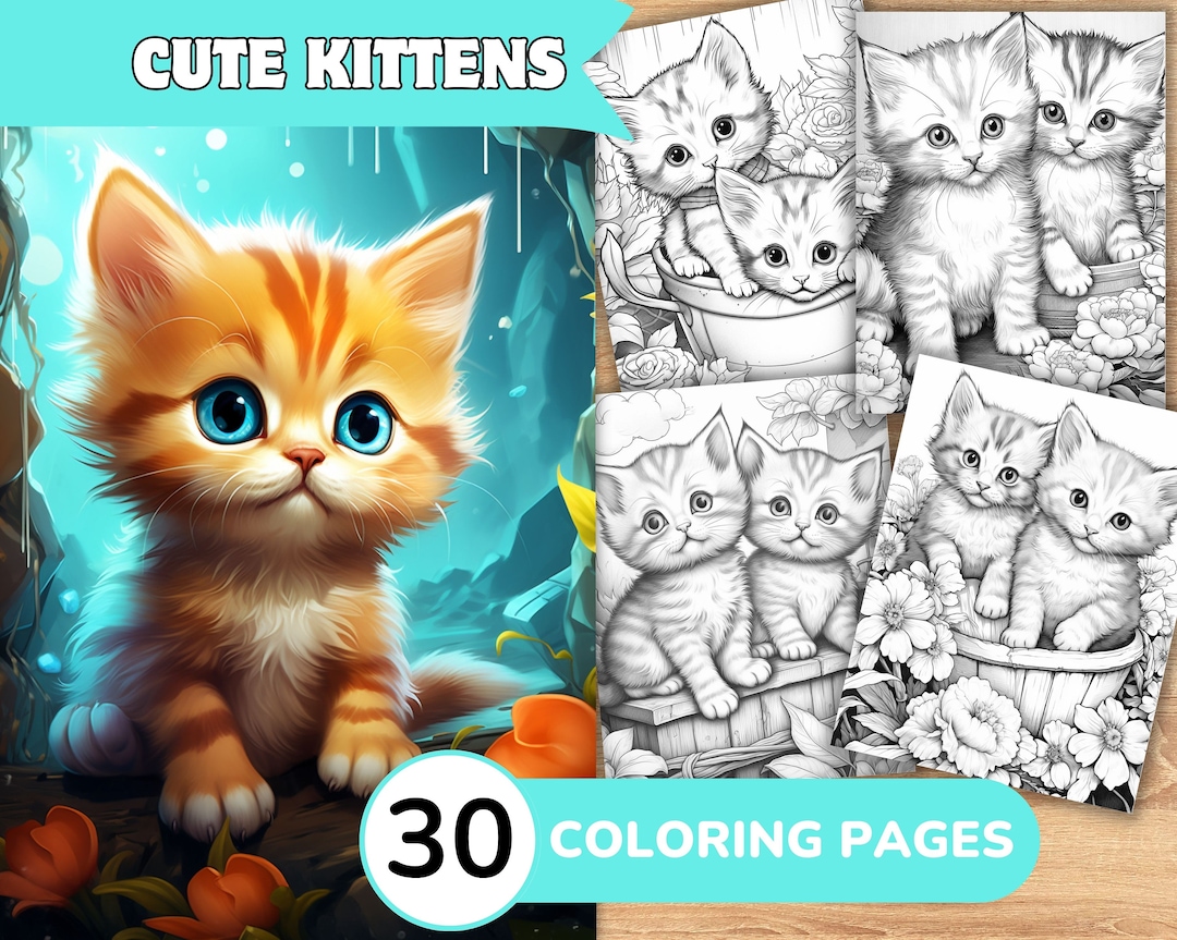 Kittens Coloring Cats Coloring Book Kittens Coloring Book Etsy