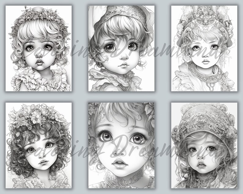 Princess Coloring Pages Book Cute Princess Grayscale Coloring - Etsy
