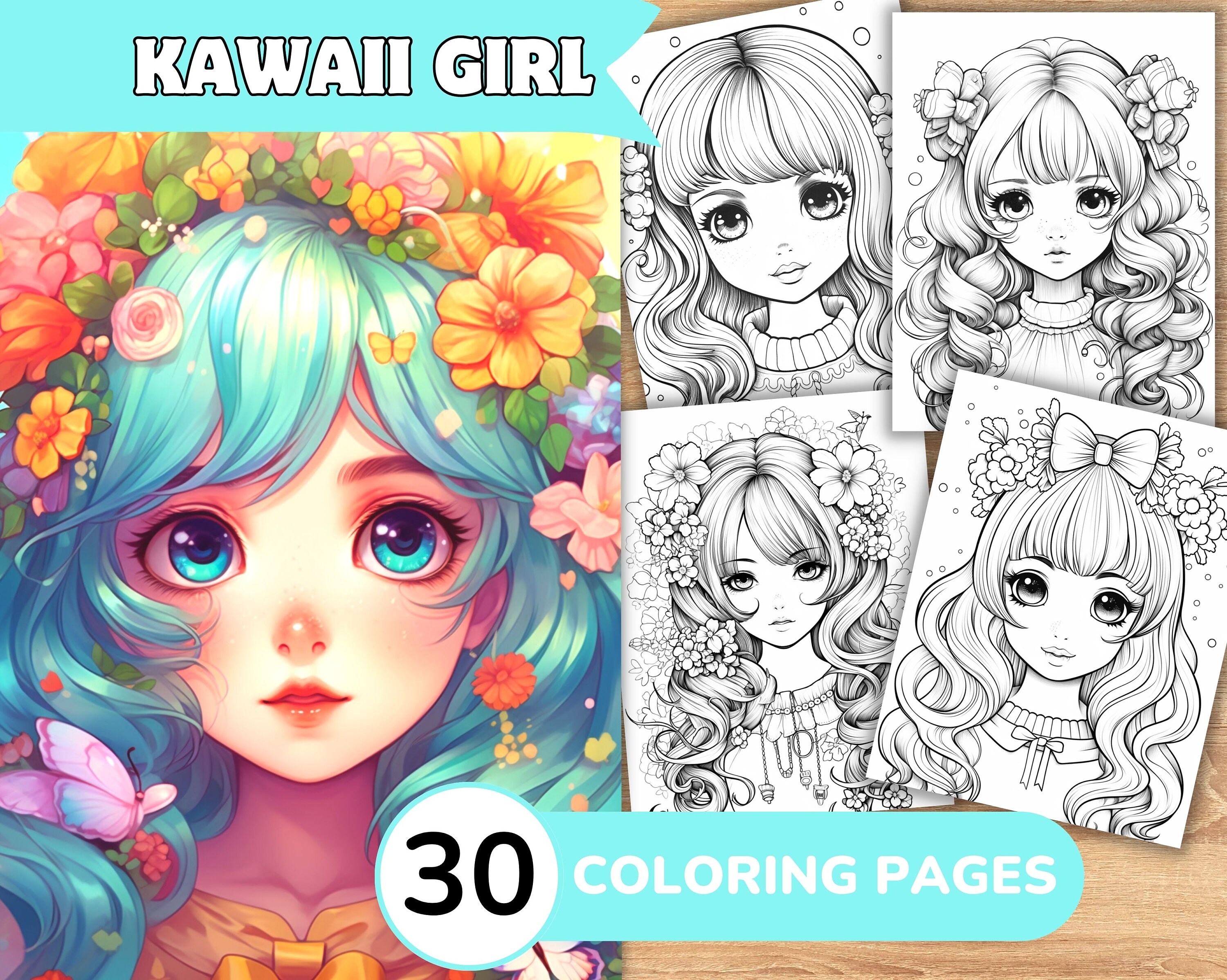 Kawaii Coloring Pages Kawaii Anime Coloring Kawaii Manga - Etsy