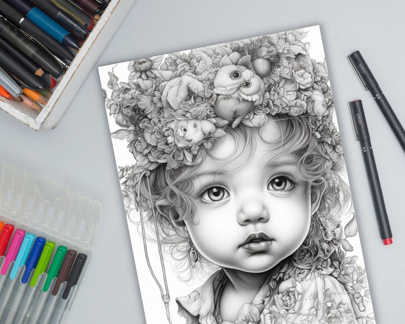 Princess Coloring Pages Book Cute Princess Grayscale Coloring - Etsy
