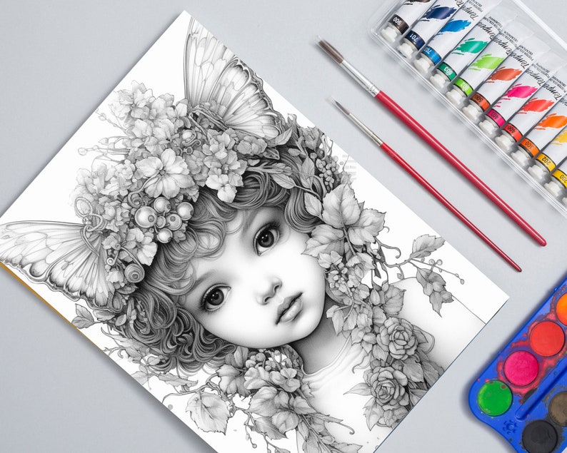 Flower Fairy Coloring Pages Flower Fairy Coloring Book Cute - Etsy