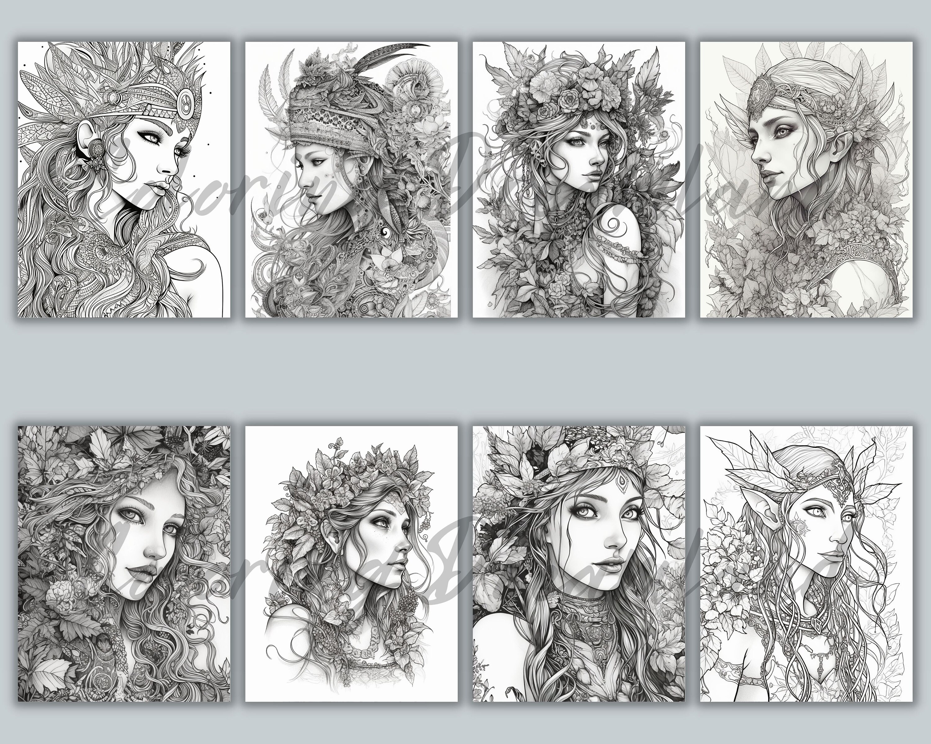 Fantasy Elf Coloring Pages Book Fantasy Elf Coloring Pages - Etsy