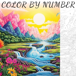 Color By Number, Paint By Number, Paint Number Adult, Coloring Numbered, Color By Number For Adults, Landscape Coloring