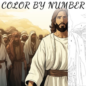 Color By Number, Paint By Number, Paint Number Adult, Coloring Numbered, Color By Number For Adults, Jesus Coloring
