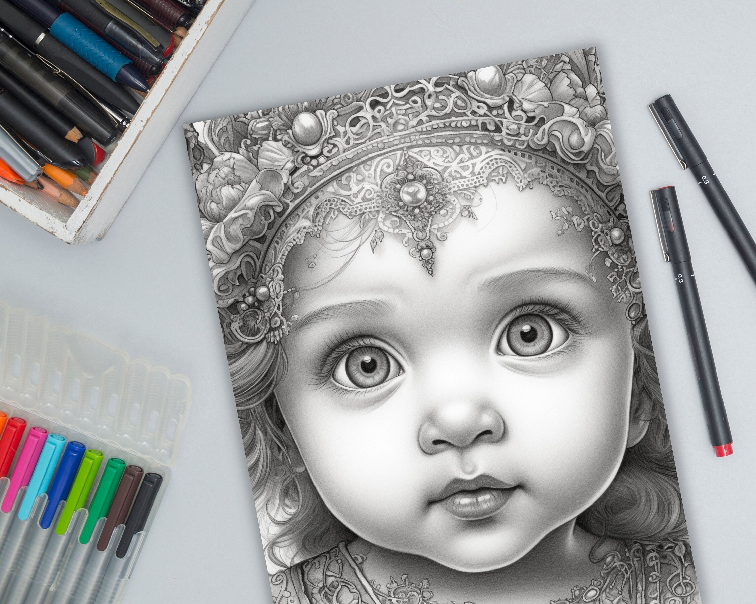 Princess Coloring Pages Book Cute Princess Grayscale Coloring - Etsy