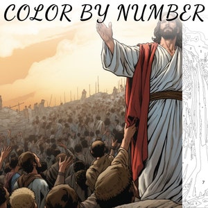 Color By Number, Paint By Number, Paint Number Adult, Coloring Numbered, Color By Number For Adults, Jesus Coloring